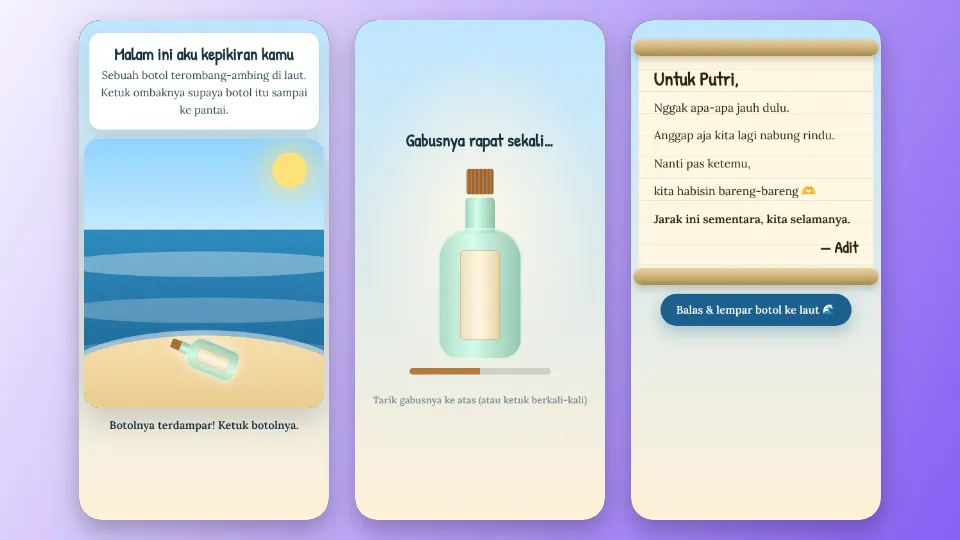 Contoh tampilan template Pesan dalam Botol