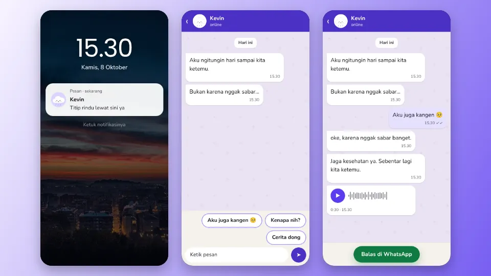 Contoh tampilan template Obrolan Chat