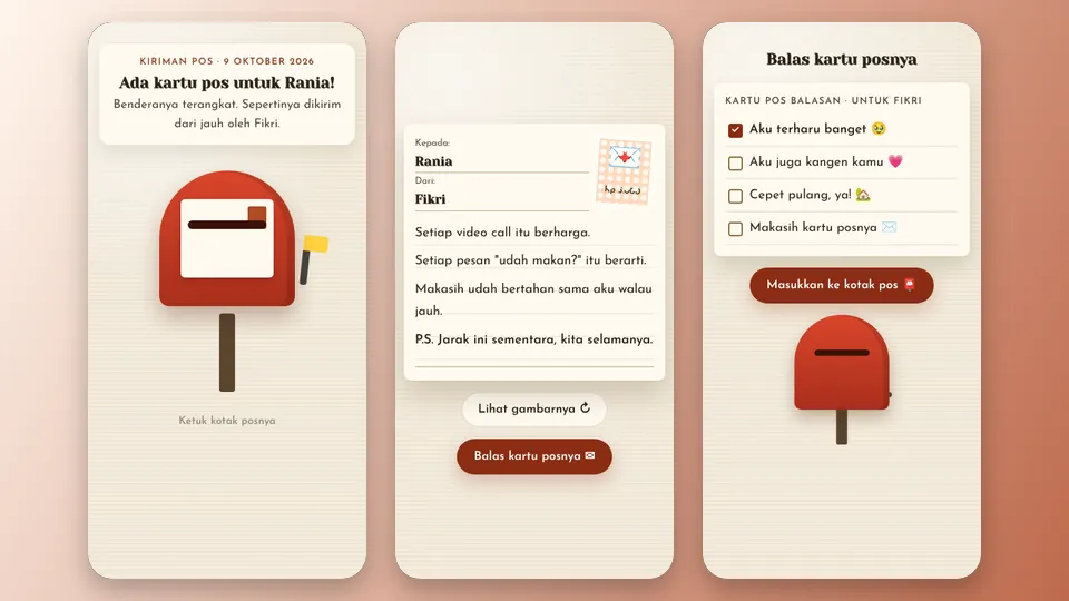 Contoh tampilan template Kartu Pos