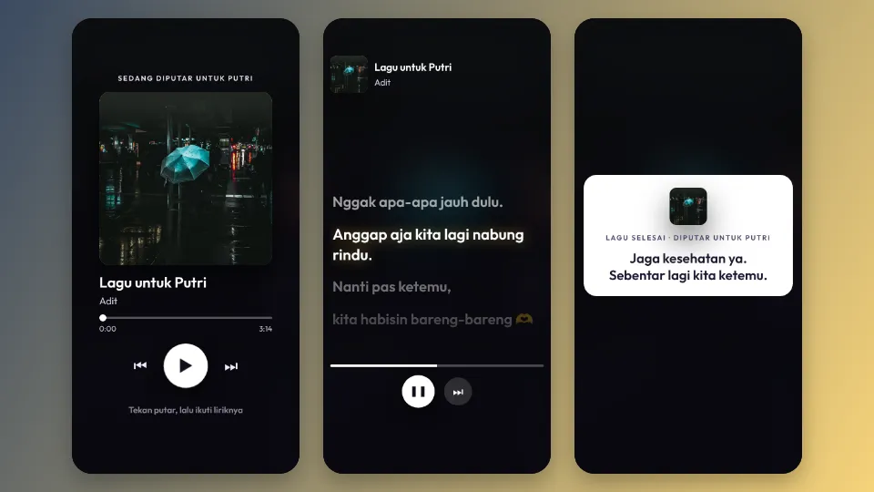 Contoh tampilan template Lagu & Lirik
