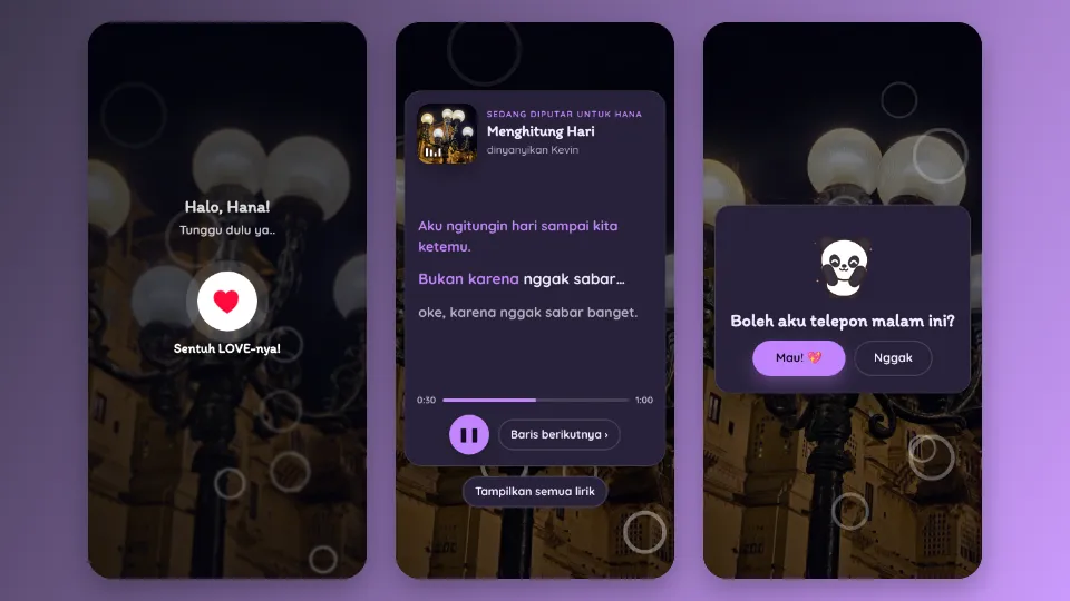 Contoh tampilan template Habis Huruf