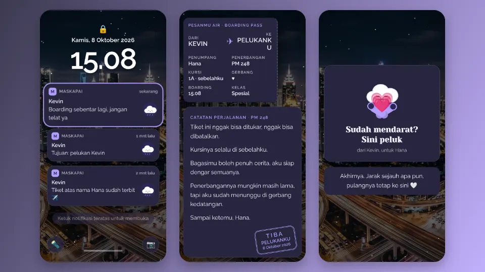 Contoh tampilan template Tiket Pulang