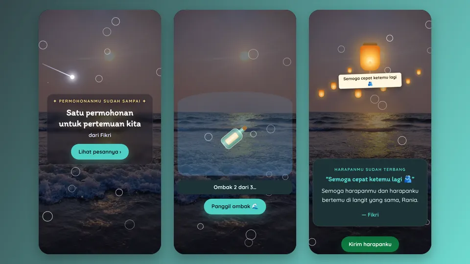 Contoh tampilan template Botol di Ujung Pantai