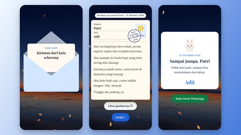 Contoh tampilan template Kartu Pos dari Jauh