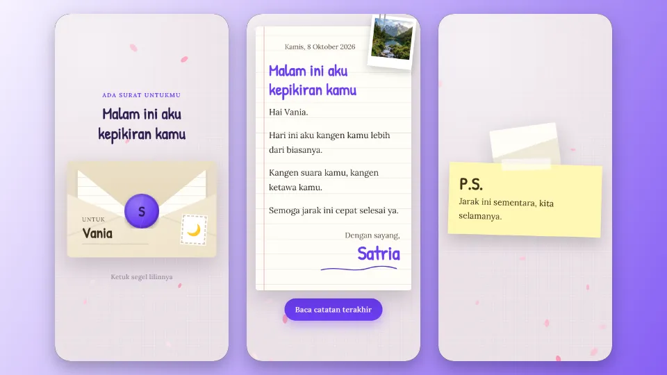 Contoh tampilan template Surat Beramplop