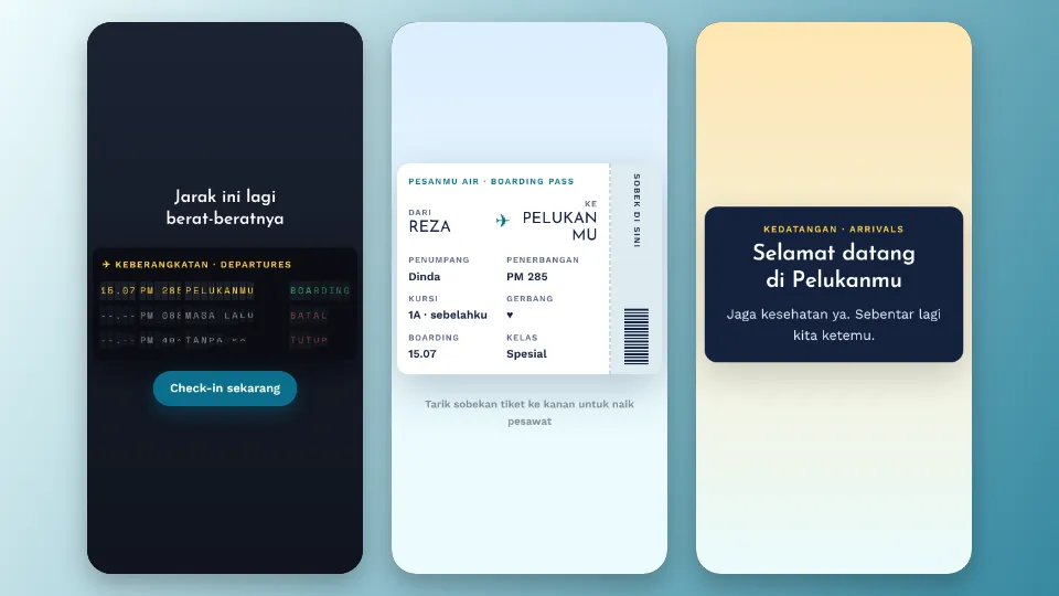 Contoh tampilan template Tiket Pesawat