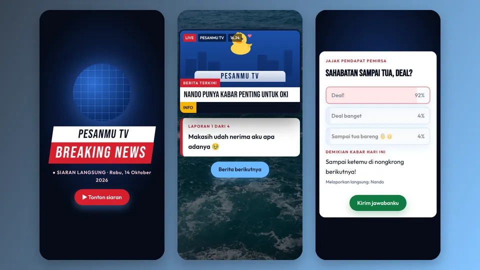 Contoh tampilan template Siaran Berita