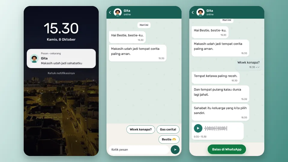 Contoh tampilan template Obrolan Chat