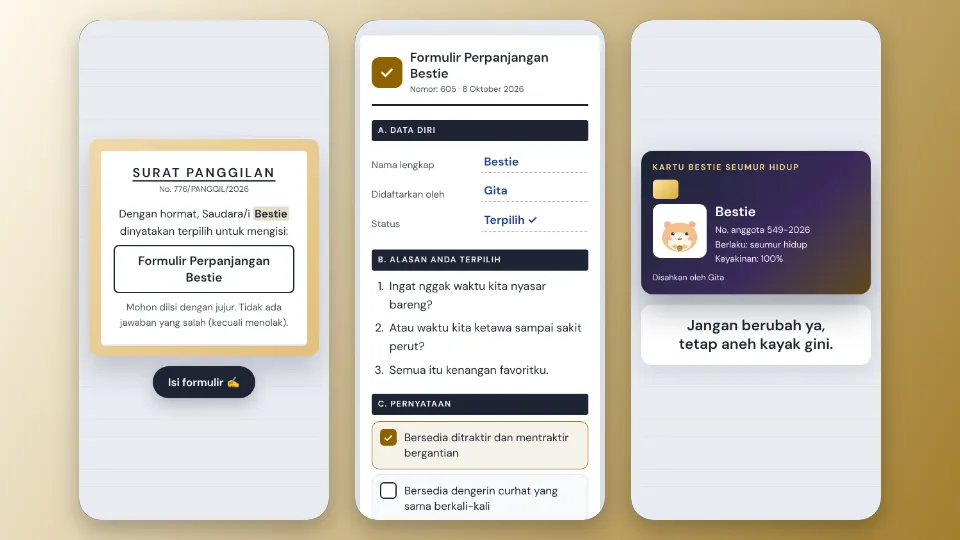 Contoh tampilan template Formulir Pendaftaran