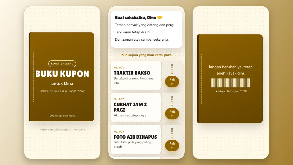 Contoh tampilan template Buku Kupon
