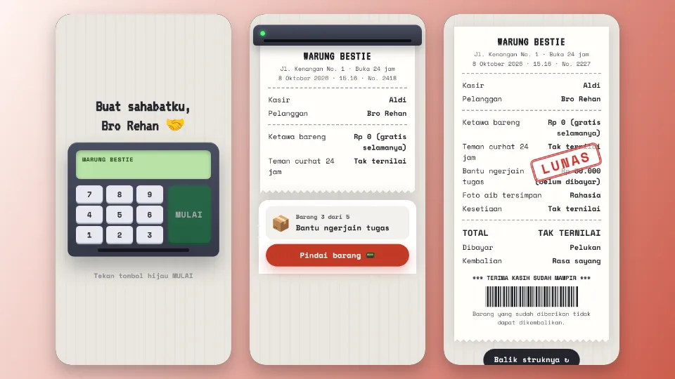 Contoh tampilan template Struk Belanja