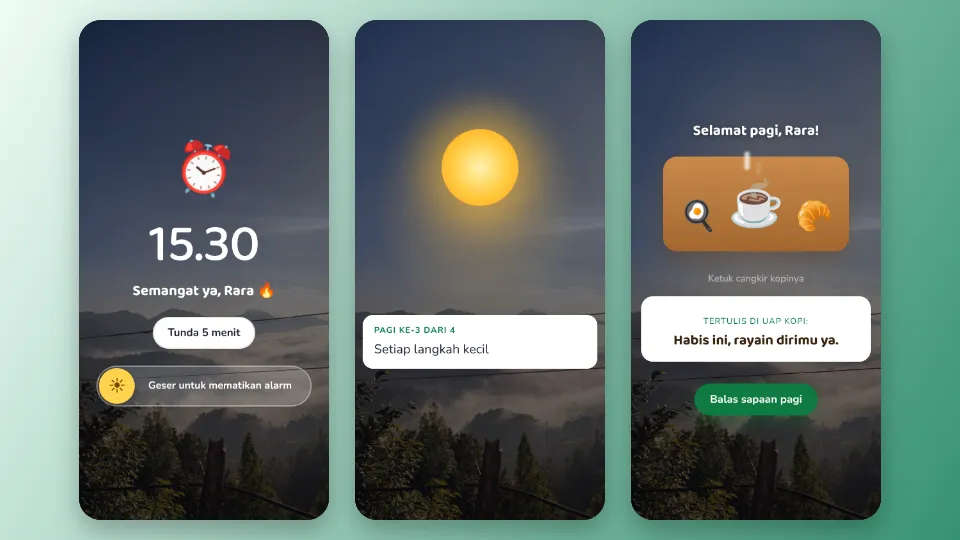 Contoh tampilan template Alarm Pagi