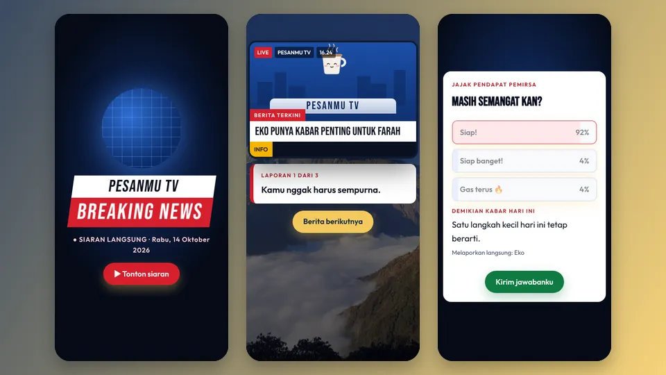 Contoh tampilan template Siaran Berita