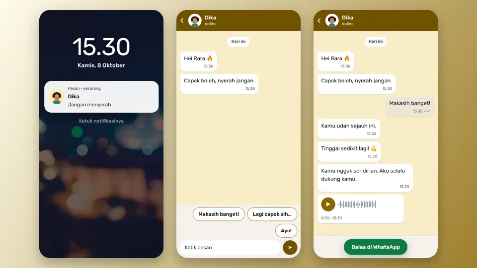 Contoh tampilan template Obrolan Chat
