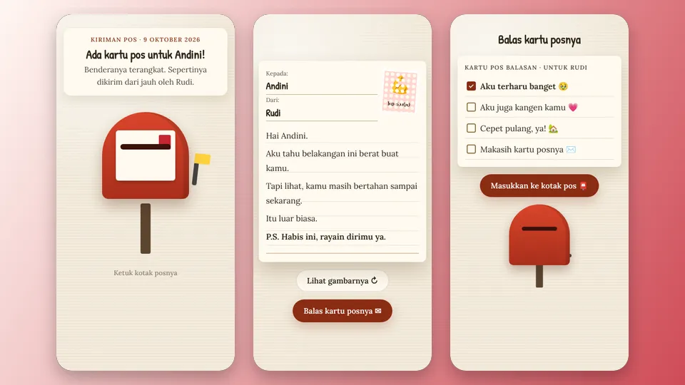 Contoh tampilan template Kartu Pos