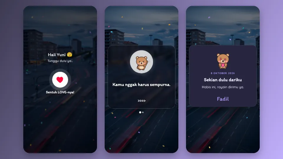 Contoh tampilan template Pesan Dariku