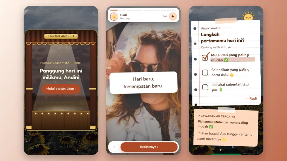 Contoh tampilan template Cerita Pagi yang Cerah