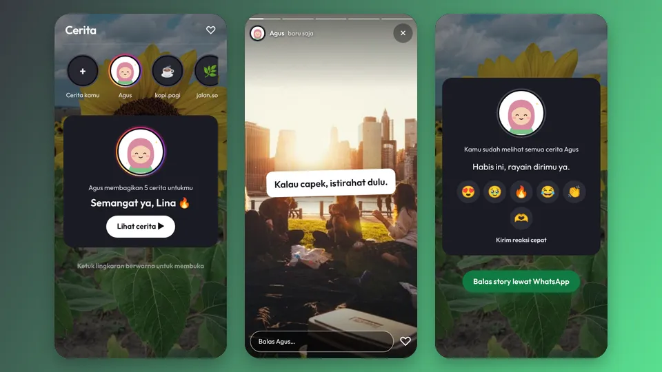 Contoh tampilan template Story Instagram