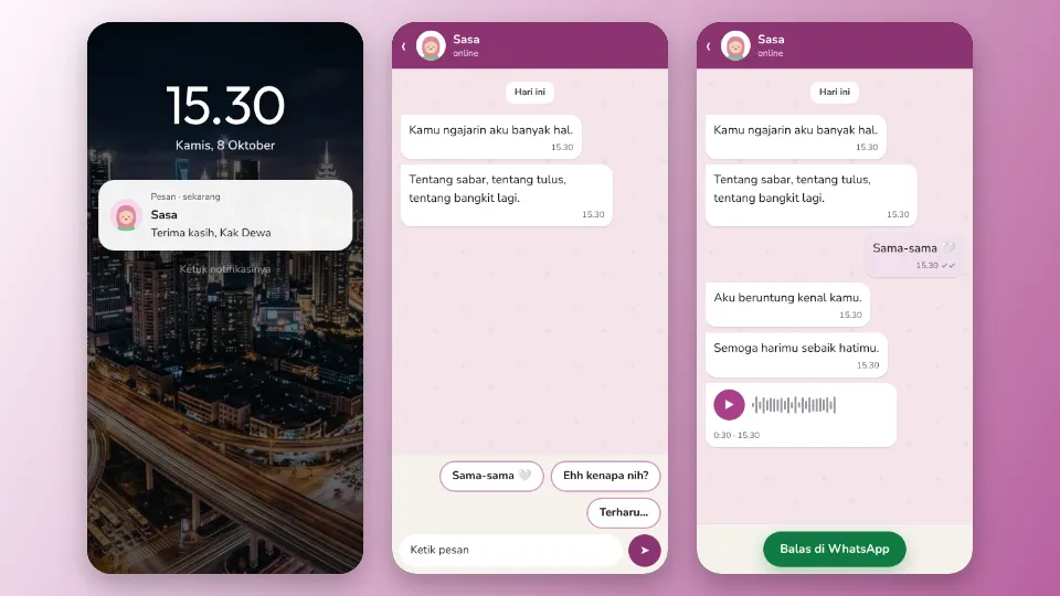 Contoh tampilan template Obrolan Chat