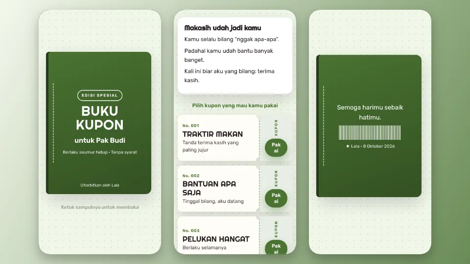 Contoh tampilan template Buku Kupon