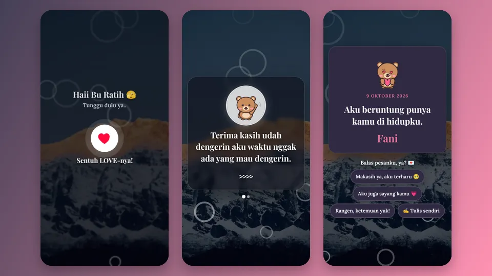 Contoh tampilan template Cuma Mau