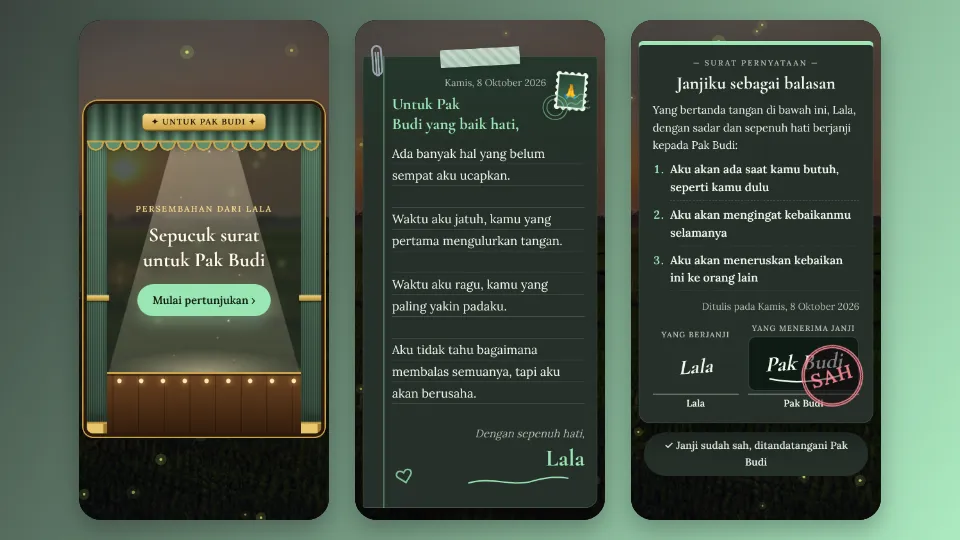 Contoh tampilan template Surat Terima Kasih