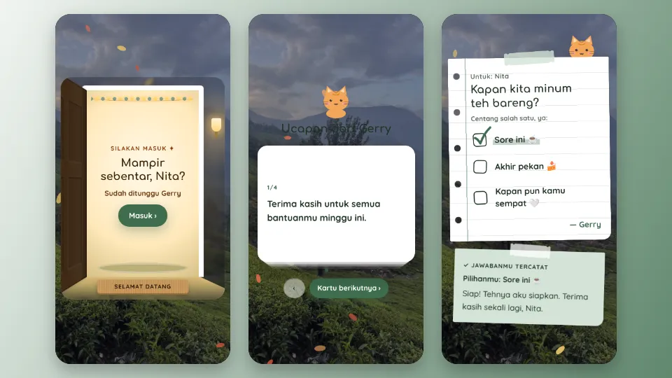 Contoh tampilan template Teh Hangat Sore Hari