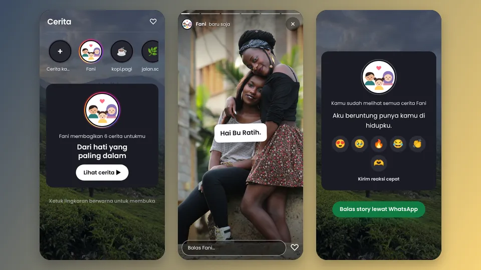 Contoh tampilan template Story Instagram