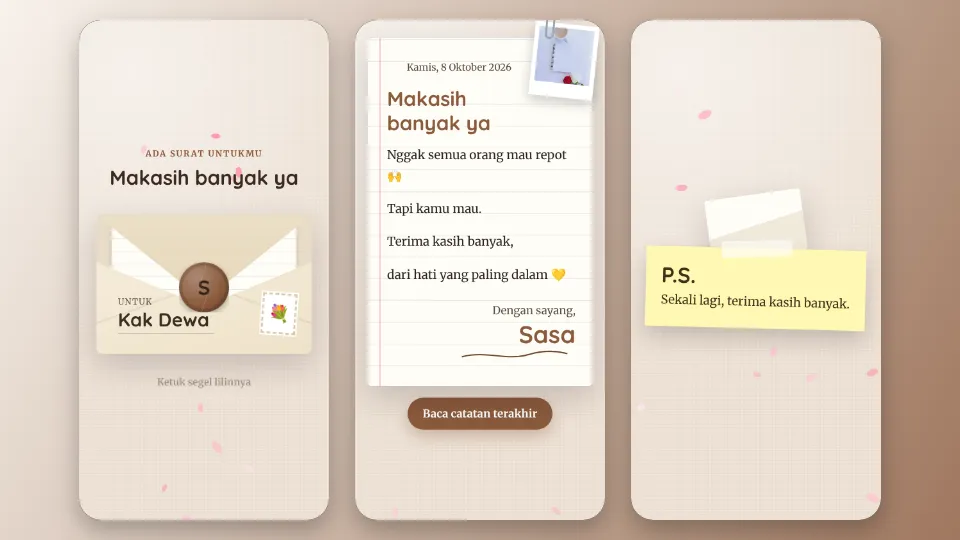 Contoh tampilan template Surat Beramplop