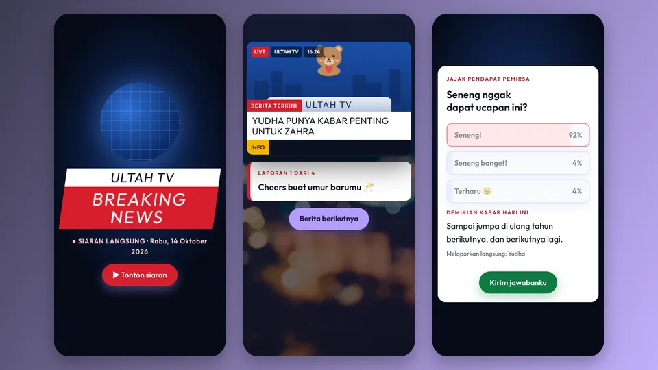 Contoh tampilan template Siaran Berita