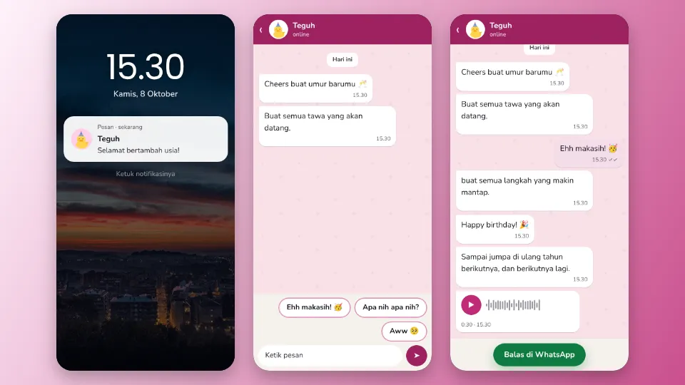 Contoh tampilan template Obrolan Chat