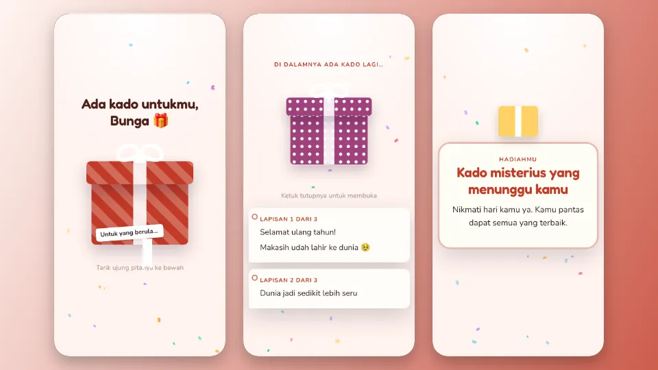 Contoh tampilan template Kado Berlapis