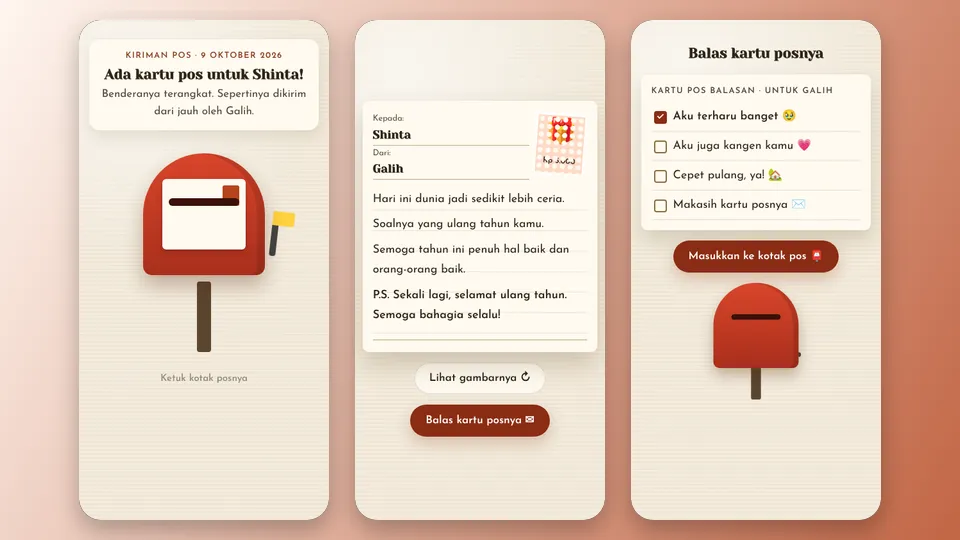 Contoh tampilan template Kartu Pos