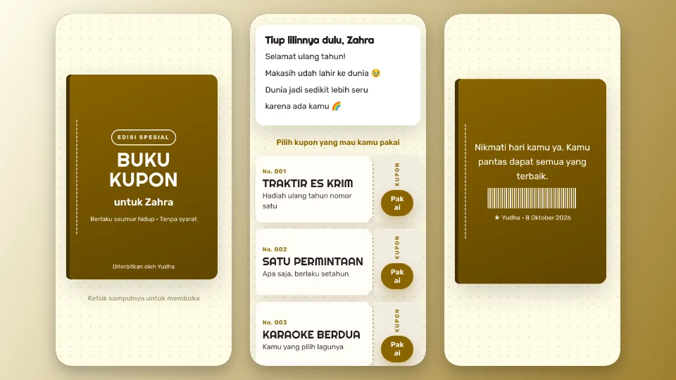 Contoh tampilan template Buku Kupon