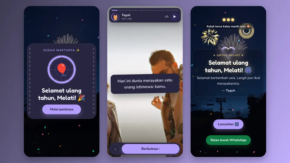 Contoh tampilan template Hitung Mundur Pesta