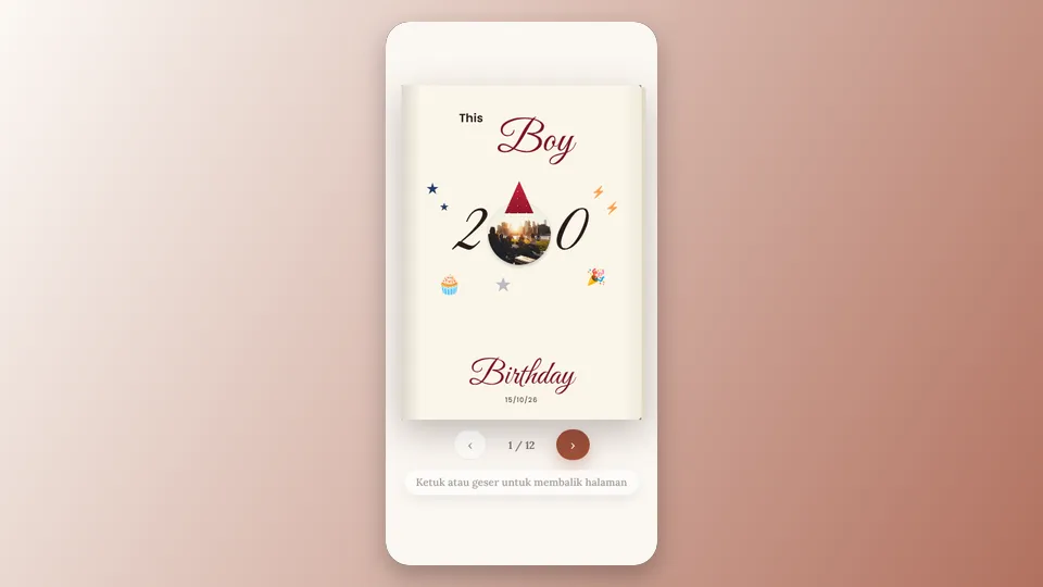 Contoh tampilan template Buku Ulang Tahun