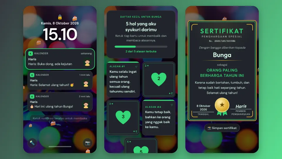 Contoh tampilan template Notifikasi Hari Spesial
