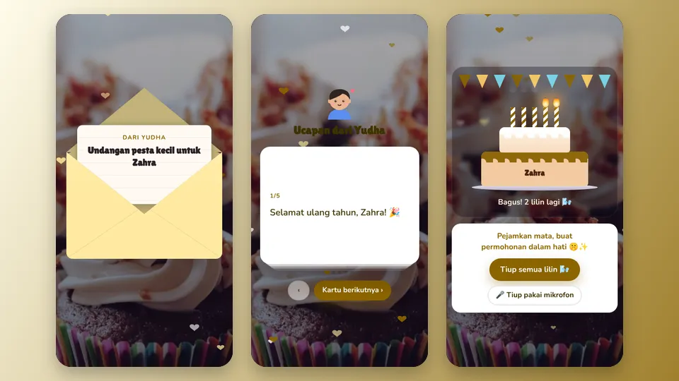 Contoh tampilan template Undangan Pesta Kecil