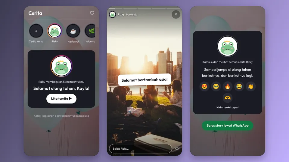 Contoh tampilan template Story Instagram