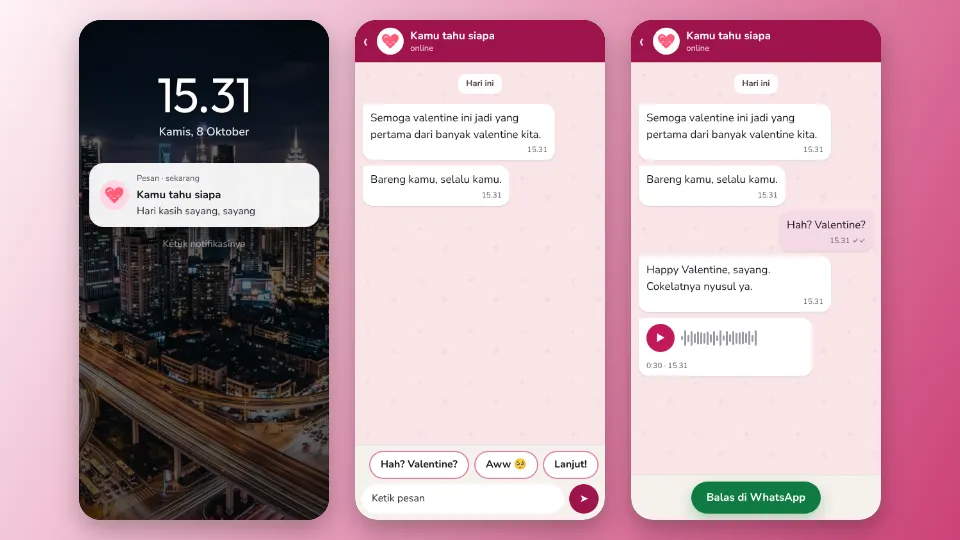 Contoh tampilan template Obrolan Chat