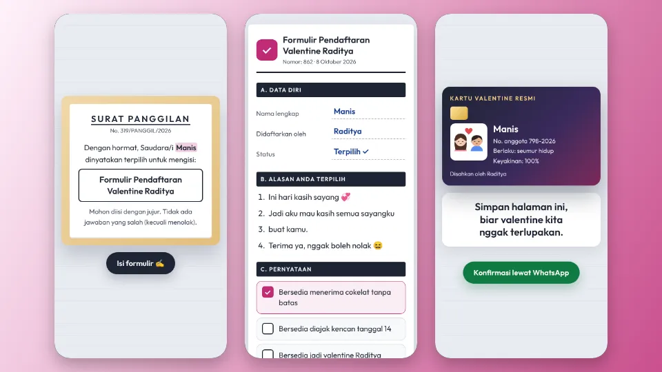 Contoh tampilan template Formulir Pendaftaran