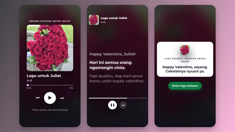 Contoh tampilan template Lagu & Lirik