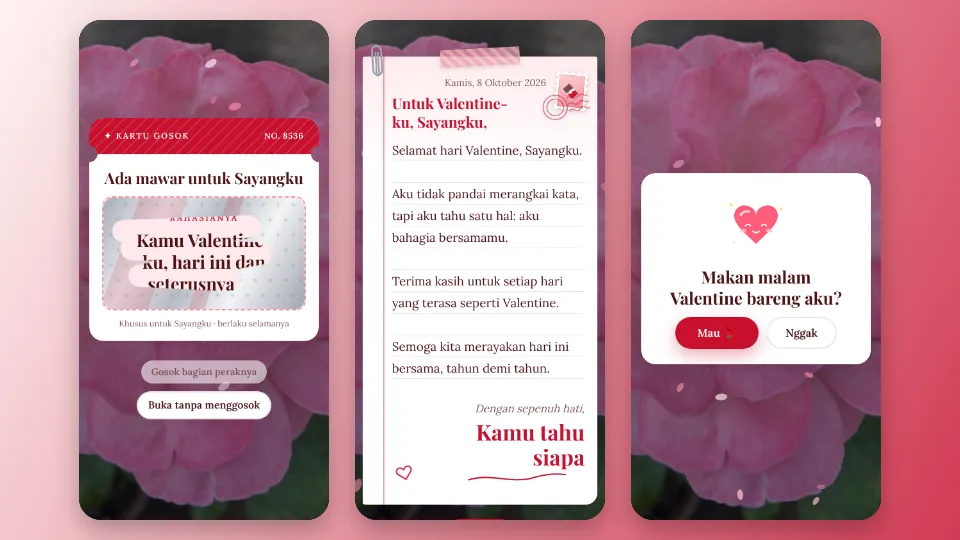 Contoh tampilan template Mawar Merah Muda