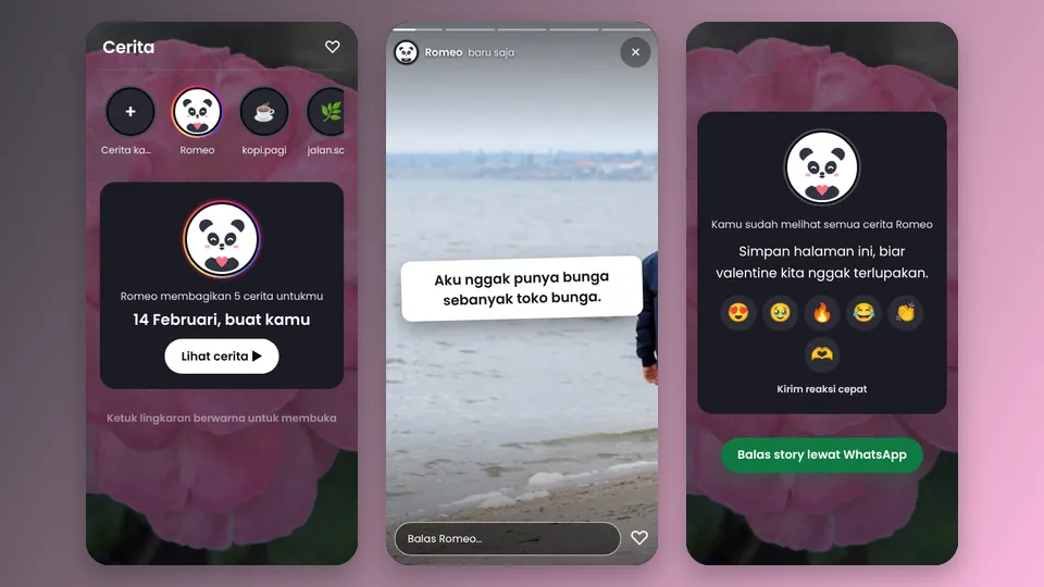 Contoh tampilan template Story Instagram