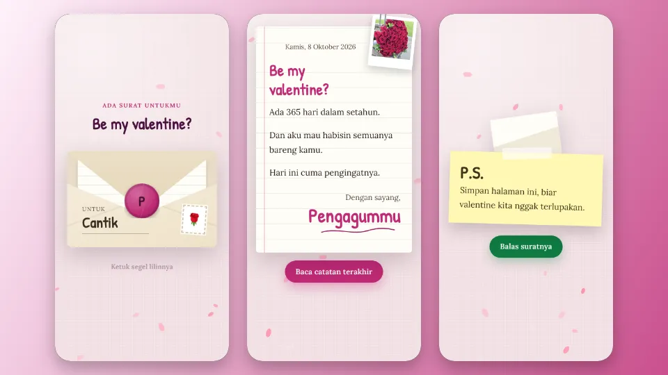 Contoh tampilan template Surat Beramplop