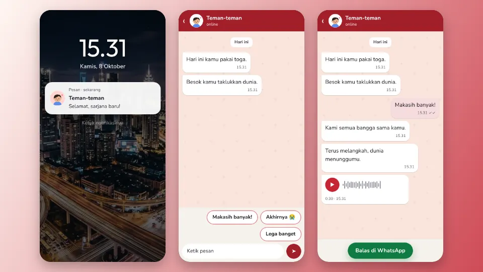 Contoh tampilan template Obrolan Chat