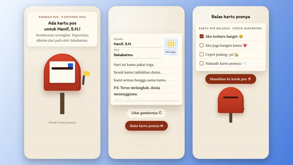 Contoh tampilan template Kartu Pos