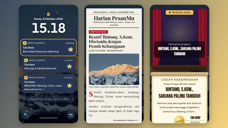 Contoh tampilan template Koran Edisi Wisuda