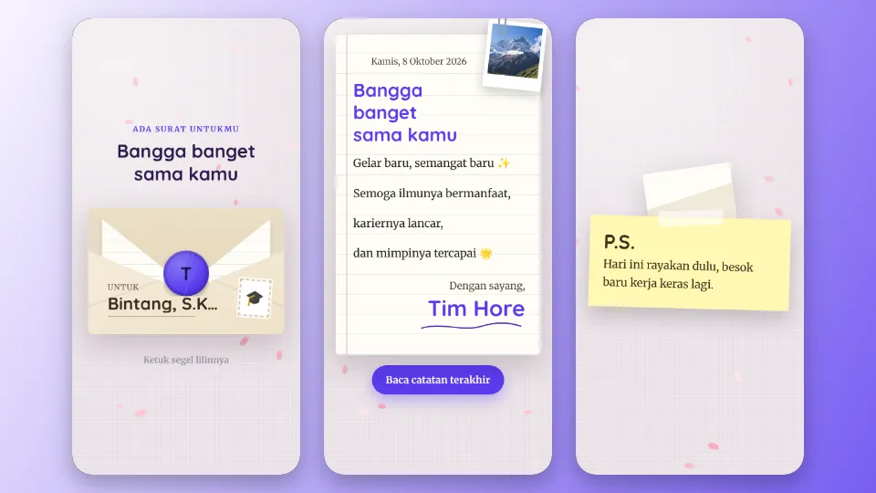 Contoh tampilan template Surat Beramplop